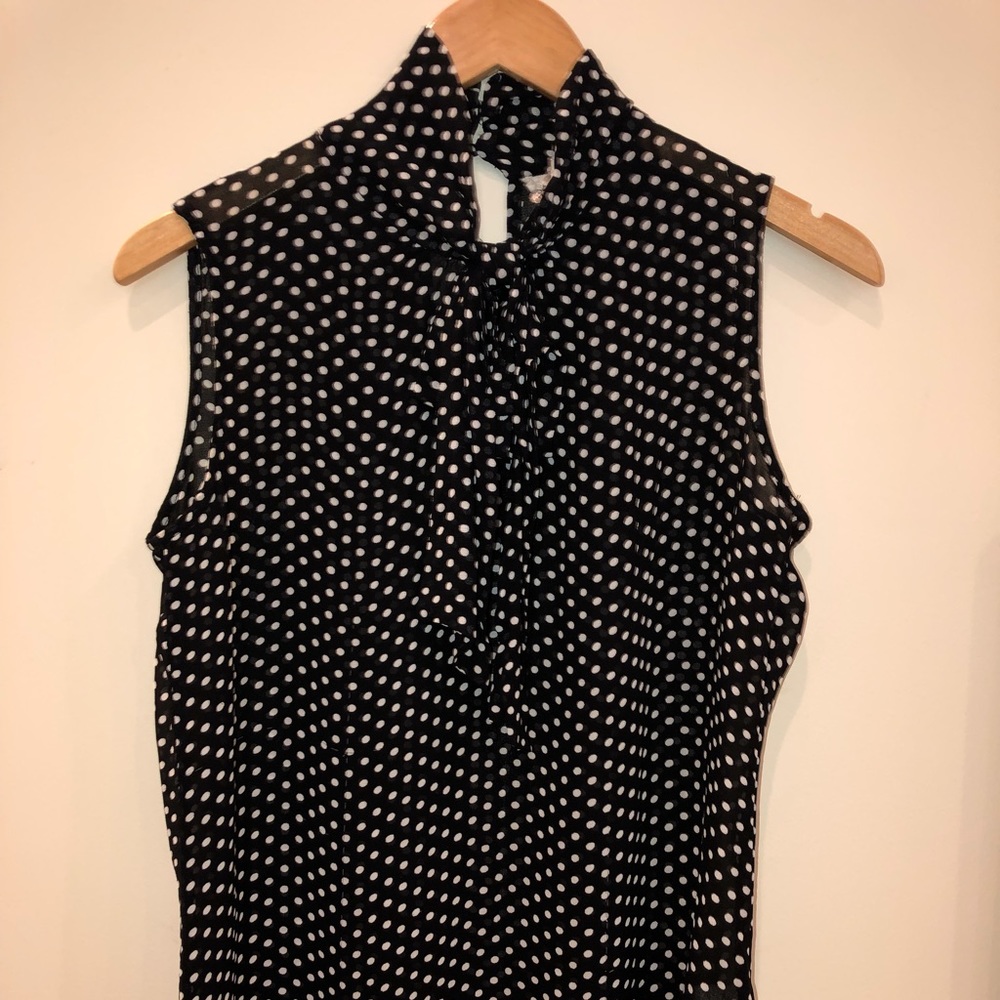 Black Sleeveless Top White Polka Dots